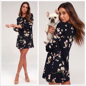 Lulu's Black Floral Mini Dress